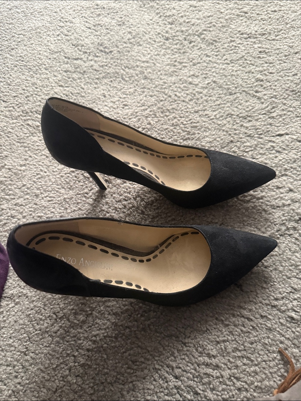 Enzo Angiolini Black Suede Pointed-Toe Stiletto Pumps